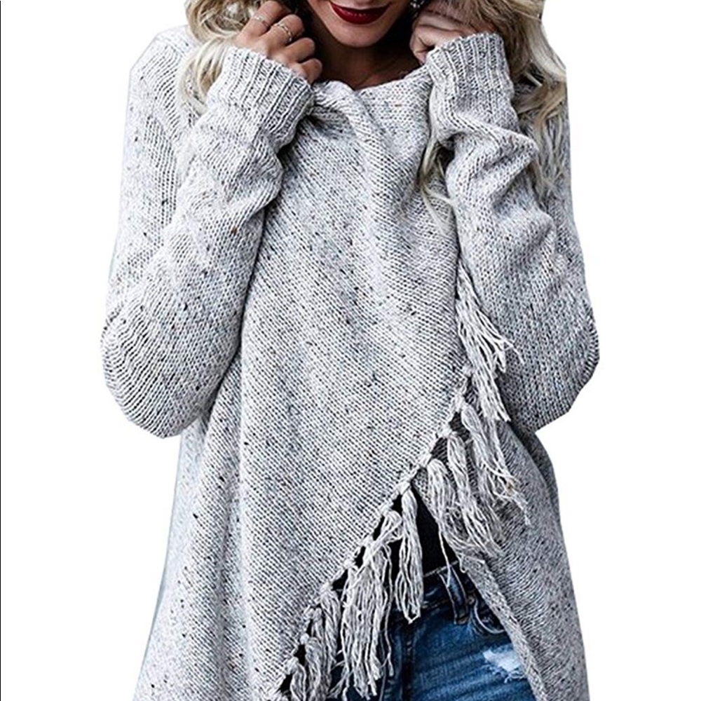 Grey fringe cardigan